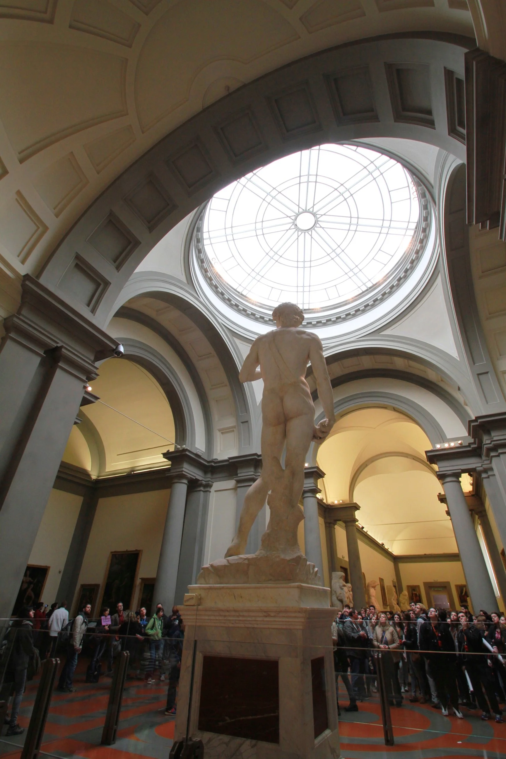 Crowds admire Michelangelo’s David at the Academy in Florence