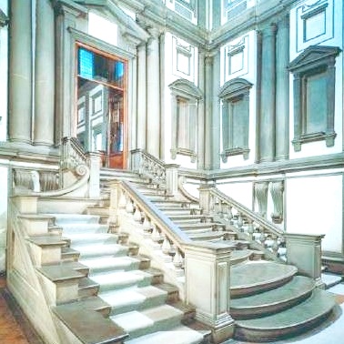 Michelangelo’s staircase to the reading room of the Laurentian Library