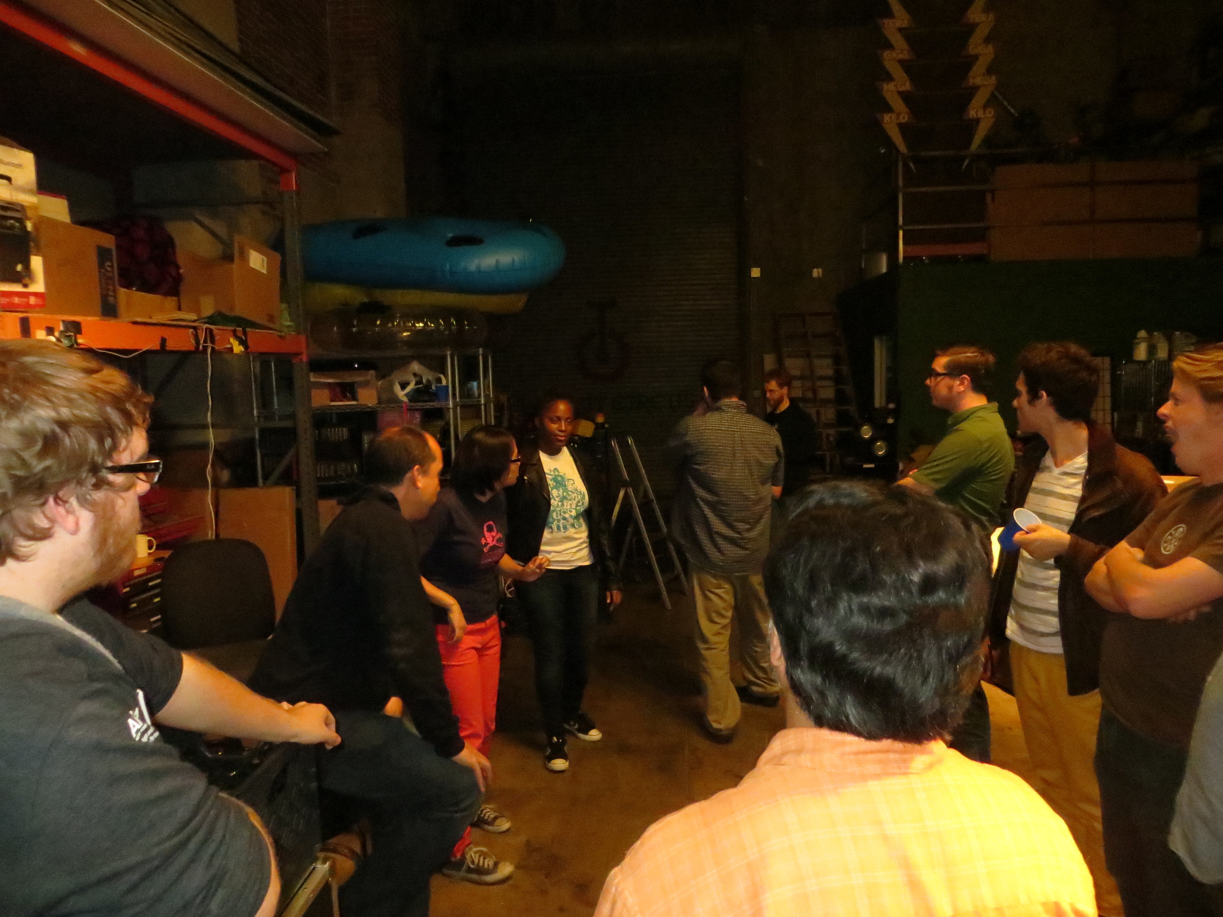 The Workshop (room 2). From L: Zach, Tombstone Billy, Willa, Wally, Mike, Billy the Red, Doug, Mac, Dan Busby the life of the party, Kyle (not pictured), John Greg (back of head). John Greg and Greg are two different people.