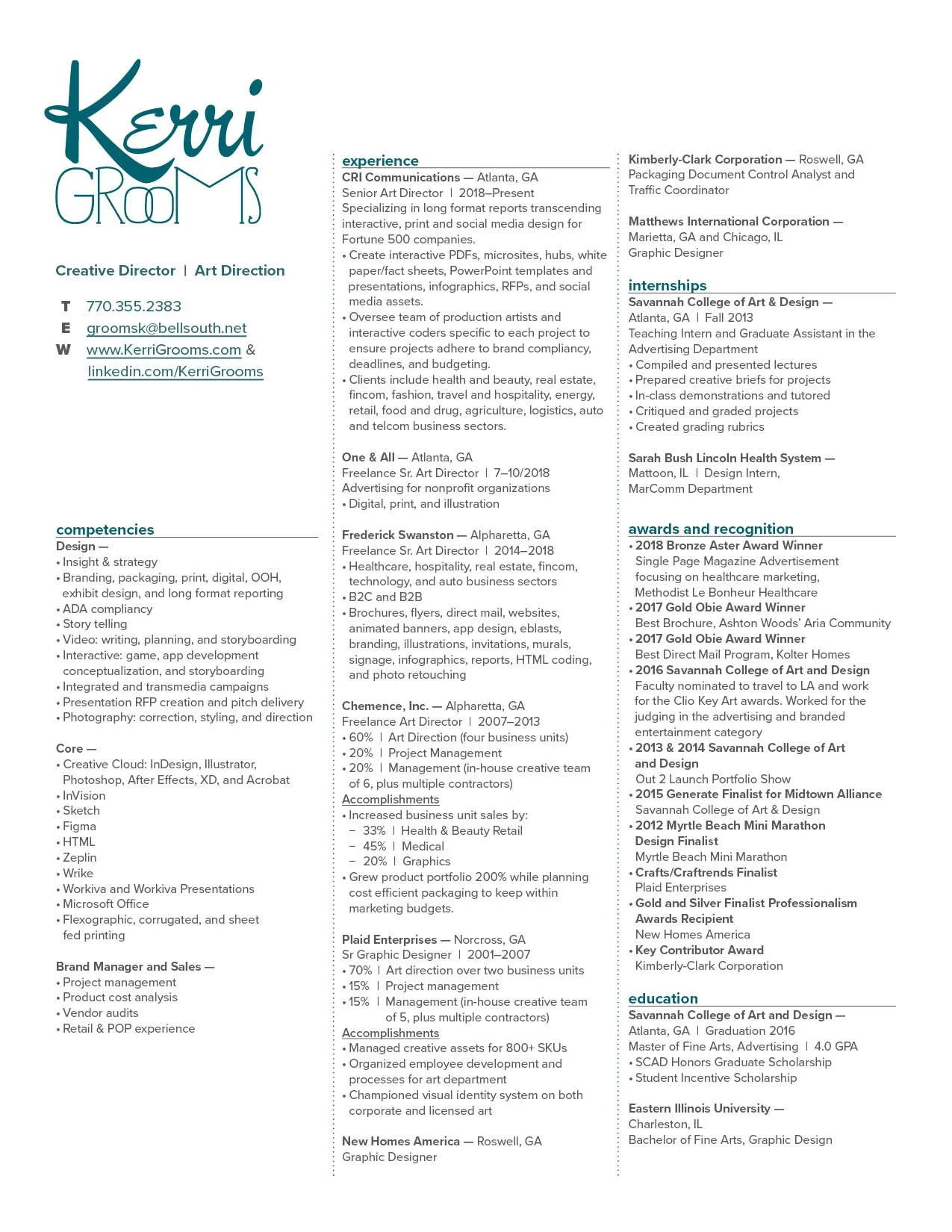 Resume for Kerri Grooms