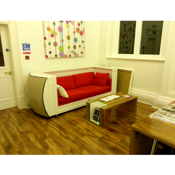 Telephone Box Sofa with Dome and Coffee Table Surfaced