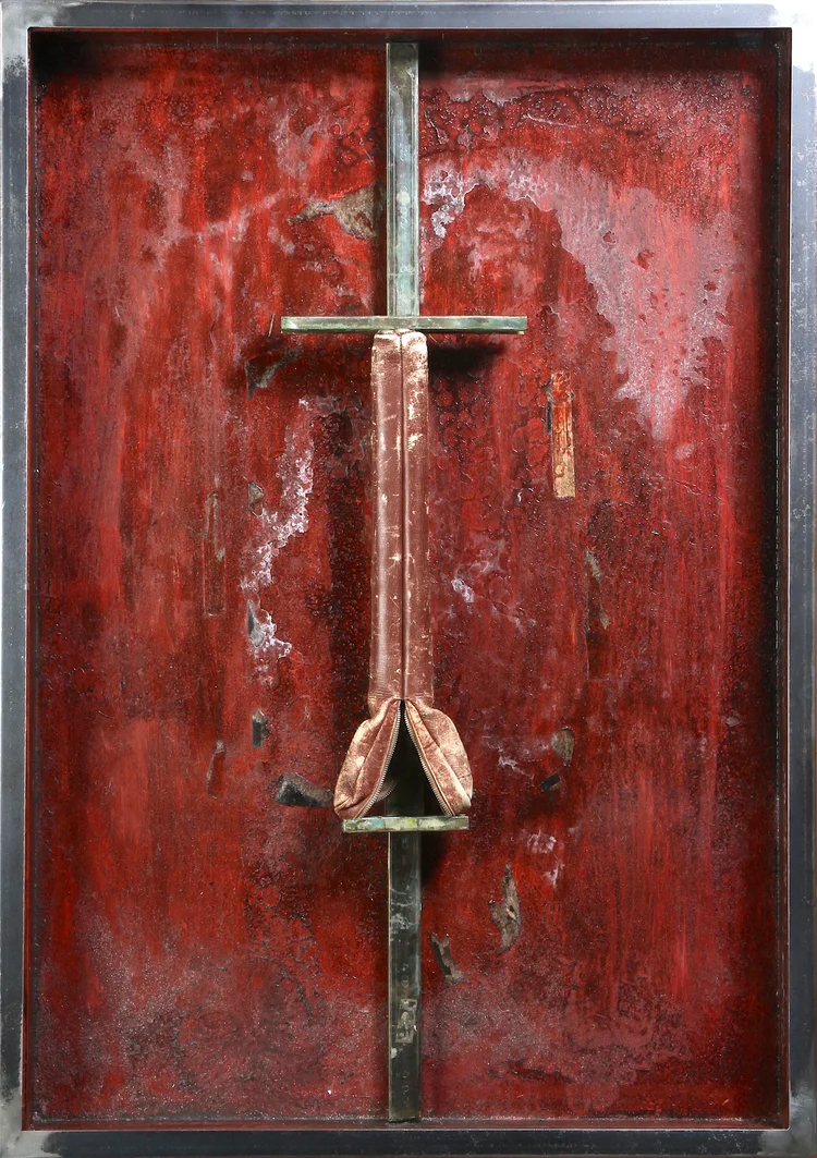 Pendulum, 2016. Mixed Media (24 x 34 x 4 inches; 61 x 86 x 9 cm)