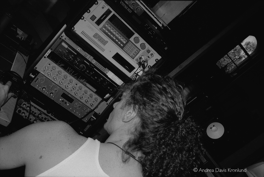 Lati tweaking samples on the S-1000 at Arthur Baker's Shakedown Studios in New Jersey, 1993.