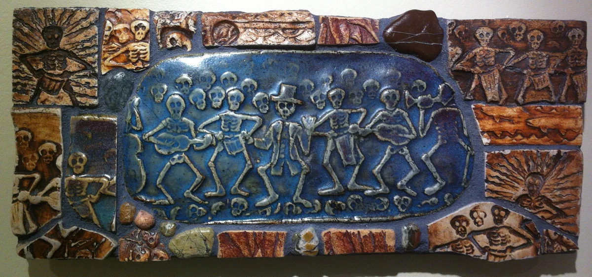 Dia Del Los Muertos    ceramic mosaic with rock