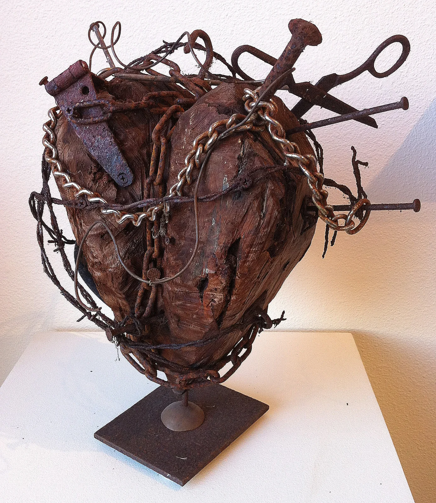 Wooden Heart with signs of abuse