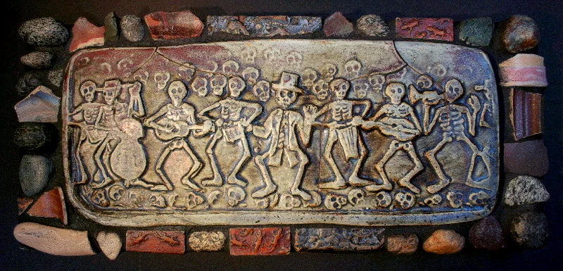 Dia Del Los Muertos     ceramic mosaic with rocks