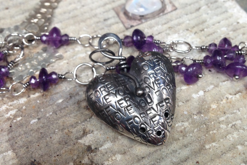Forever Heart with amethyst beaded chain