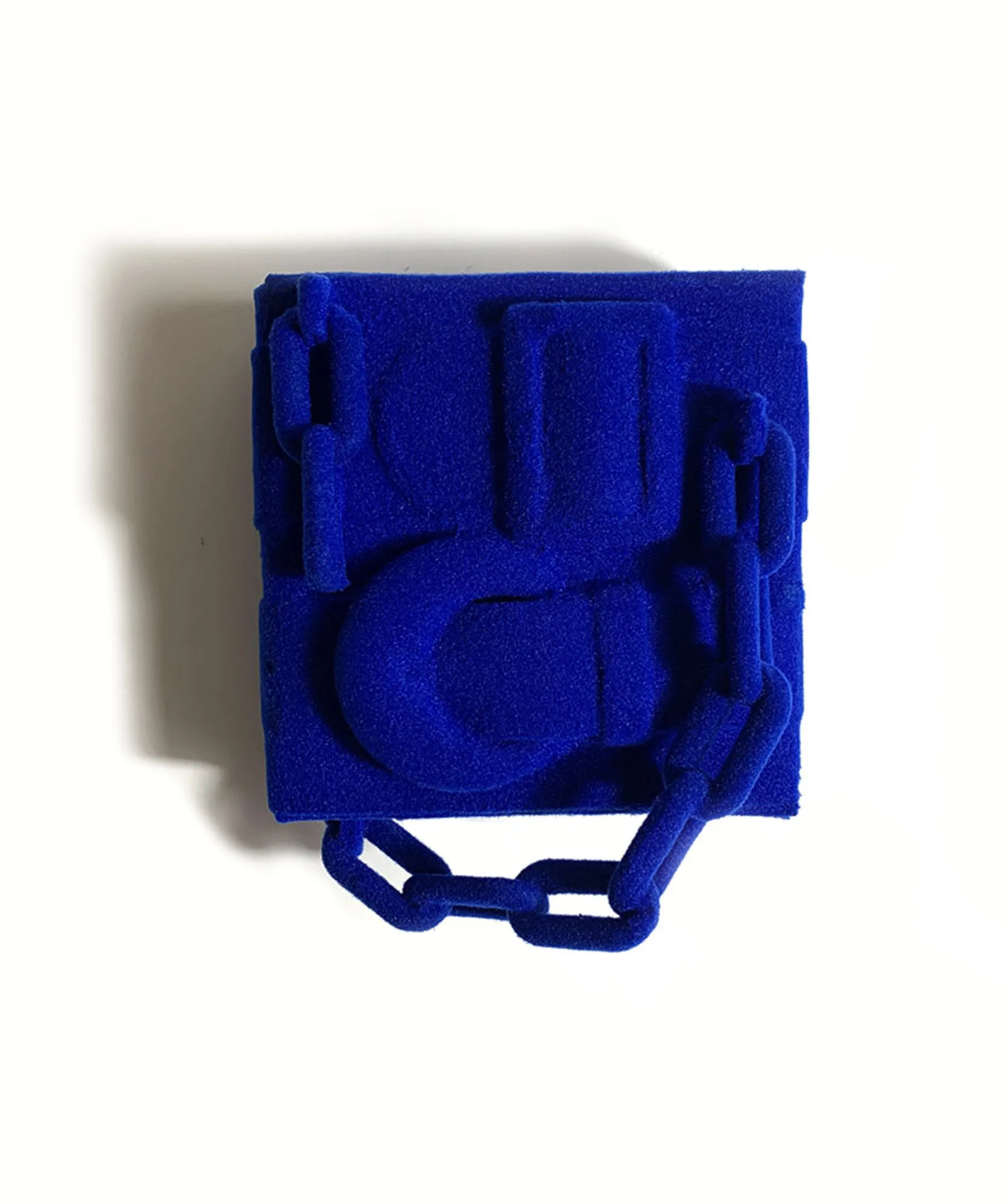  Pure Water  Up-cycled belts, nylon, chain, on panel  6” x 6” x 4”   2020 