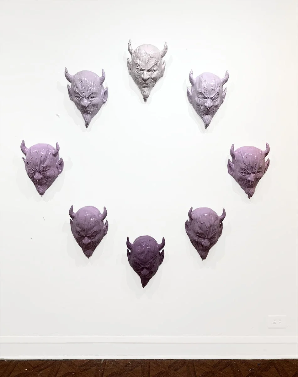  We’re a family here  Latex, Rubber, Wood, Masks  72” x 72” x 14”  2023 