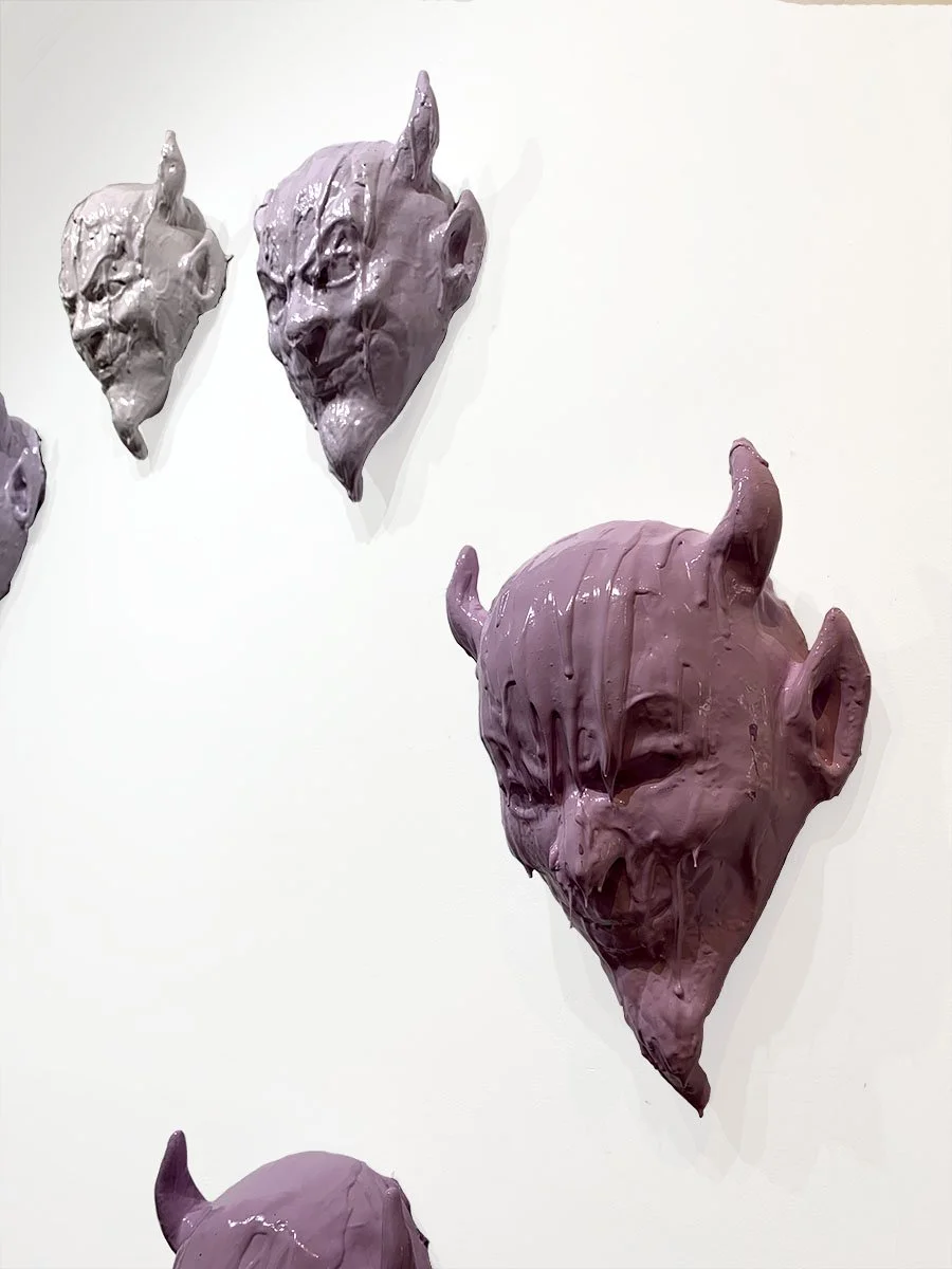  We’re a family here  Latex, Rubber, Wood, Masks  72” x 72” x 14”  2023 