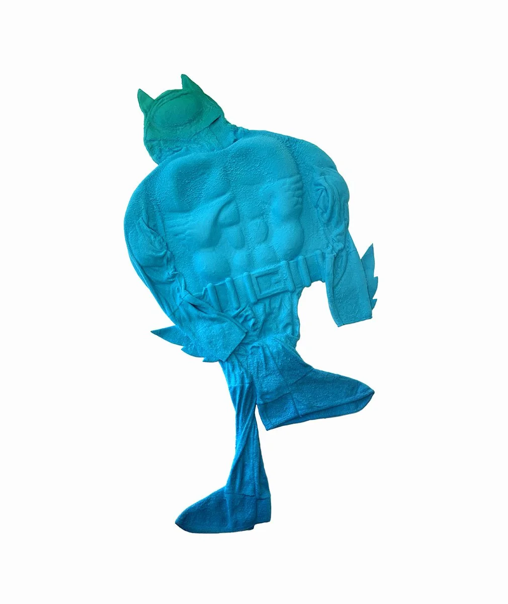  Built Similarly  Batman costume, Nylon, Resin , Acrylic  44” x 23” x 4”  2023   