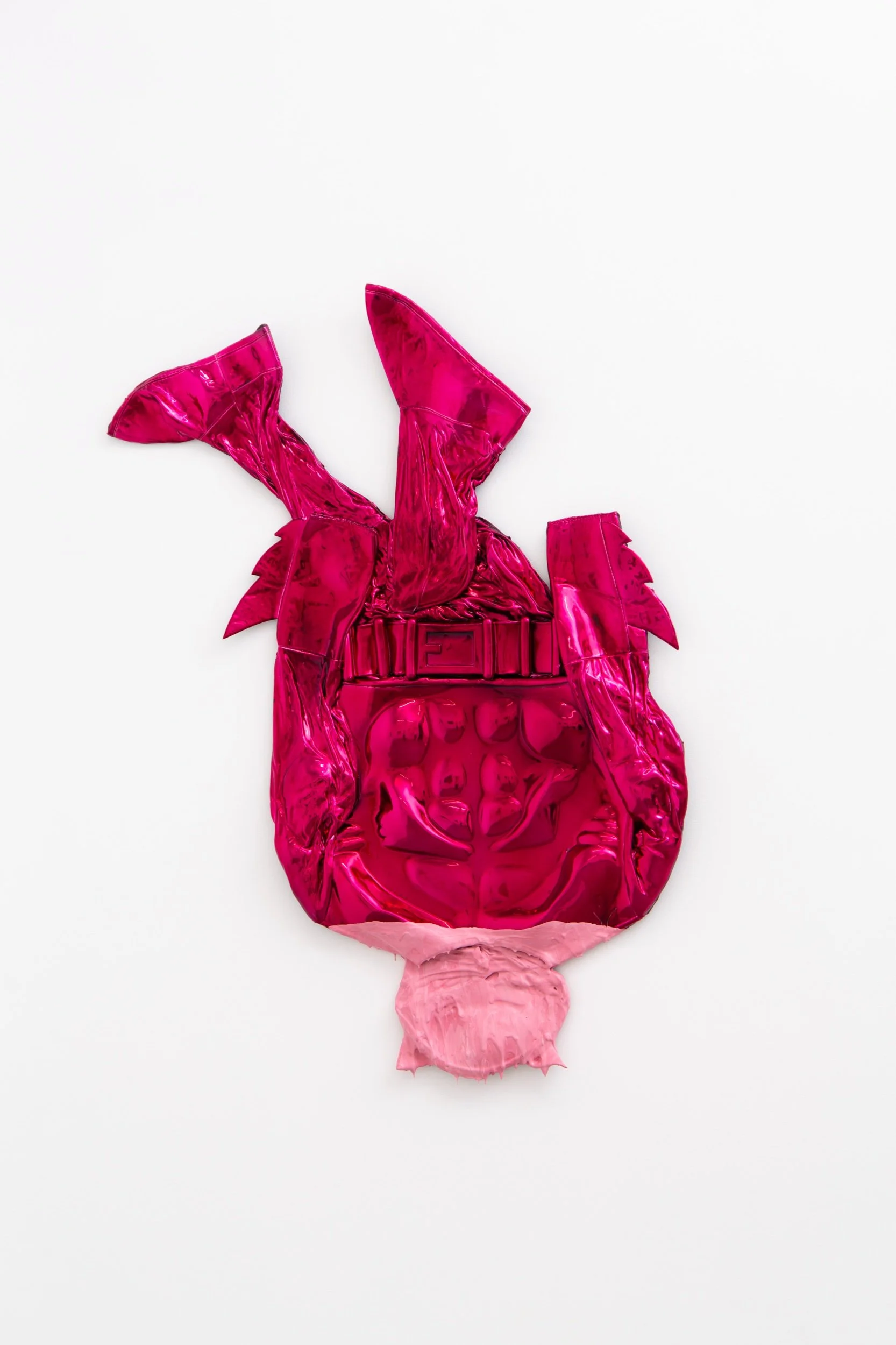  Little Buff Boys  Costume, Resin, Sterling Silver Chrome  44” x 24” x 3”  2023  Photo by Amy Shelton 