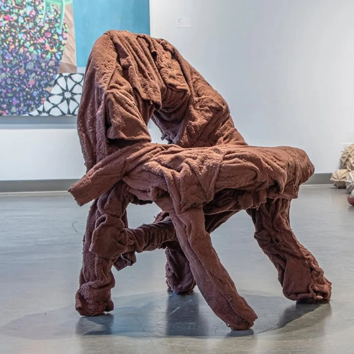  Sweating under the stairs  Up-cycled button down shirts, nylon, resin  32” x 30” x 30”  2020 