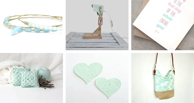 49. Never Surrender bracelet set by DesignSea // 50. Desk lamp by ILIUI // 51. Eco-friendly birthday card by Happy Dappy Bits // 52. Crochet lavender sachets by sweet bamboo // 53. Plantable paper hearts by Paper Sprouts // 54. Cross body shoulder bag by Cloth and INK