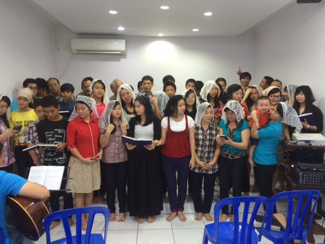 Assembly singing for me.