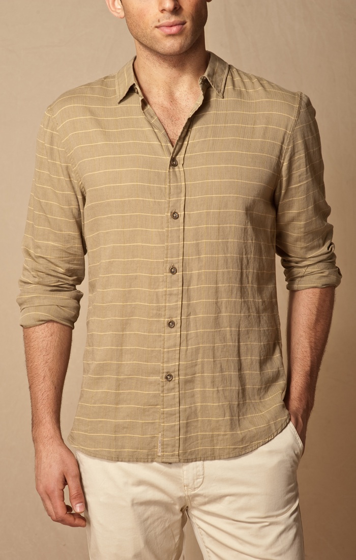 JACHS BROWN STRIPED LONG SLEEVES SHIRT