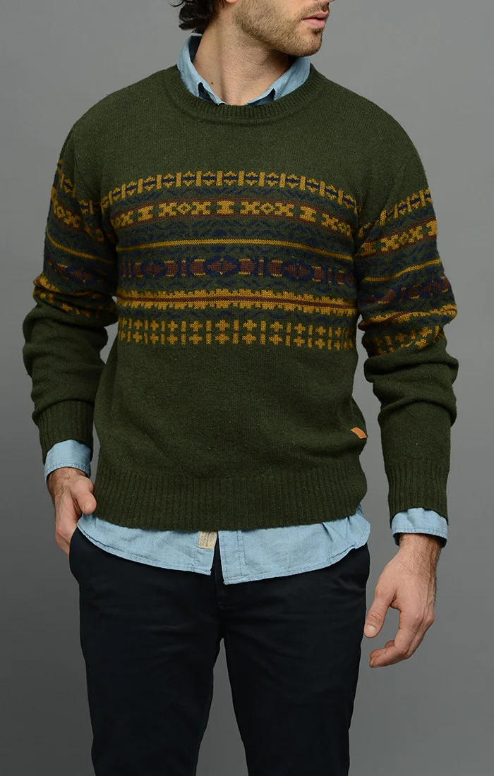 Forest Green Fair Isle Crew Neck