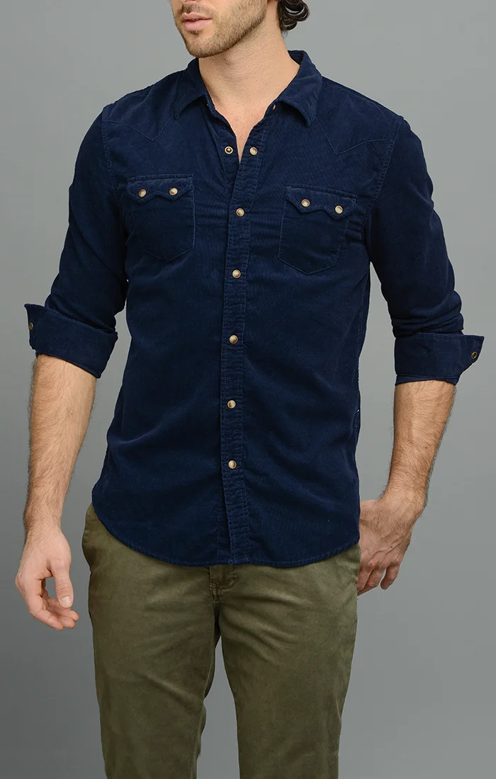 JACHS Navy Corduroy Western Shirt