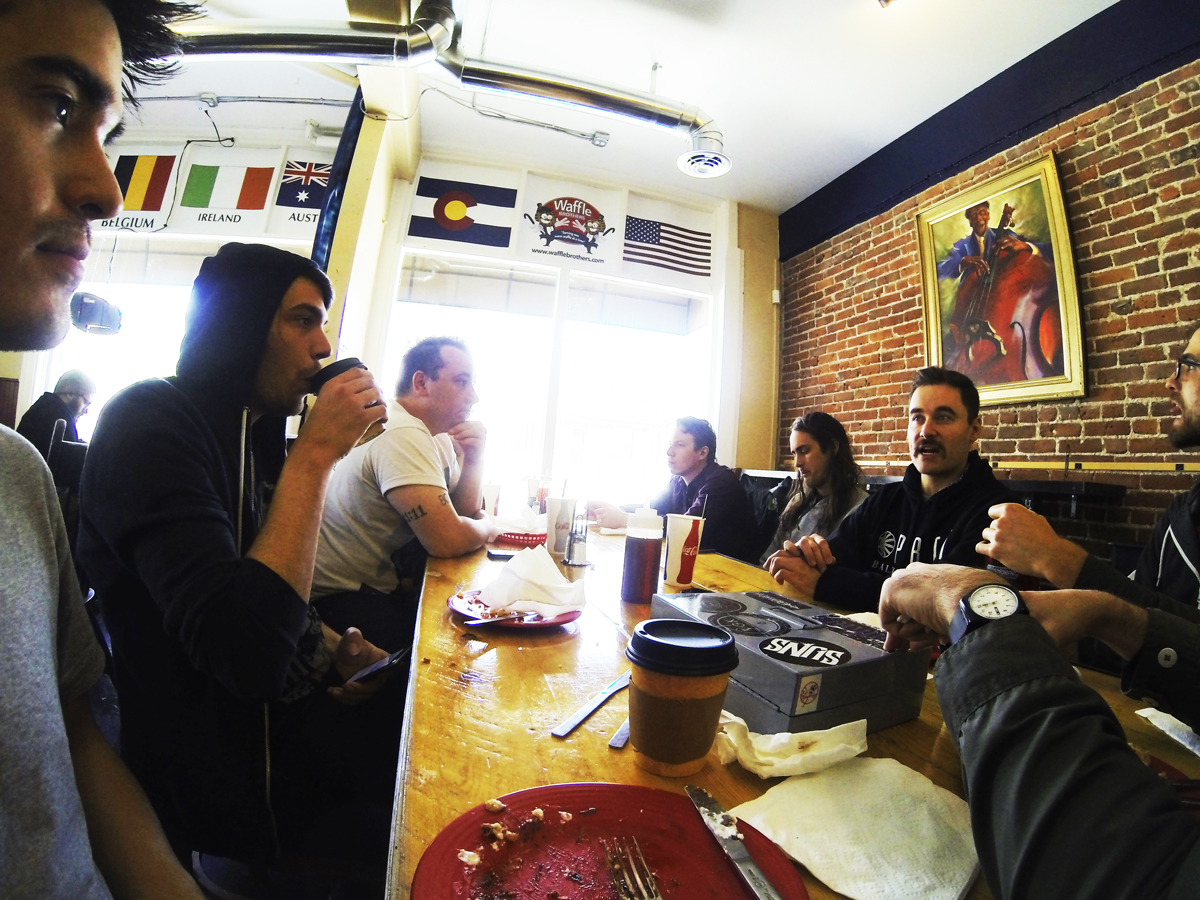 Waffle sandwiches with the Pianos homies.