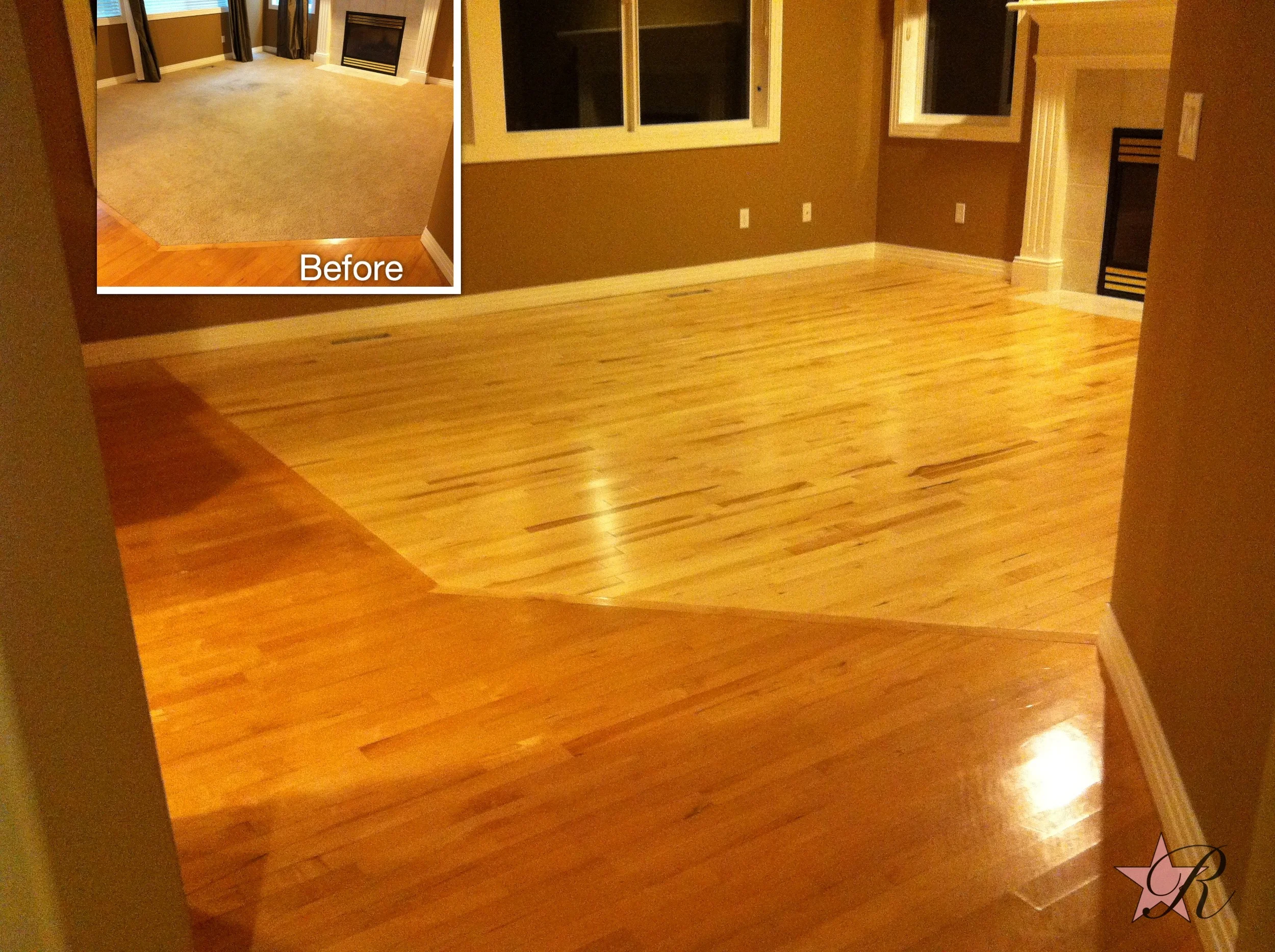 Rockstar Remodel removed the carpet and installed a new hardwood flooring with transitions to the existing hardwood flooring.