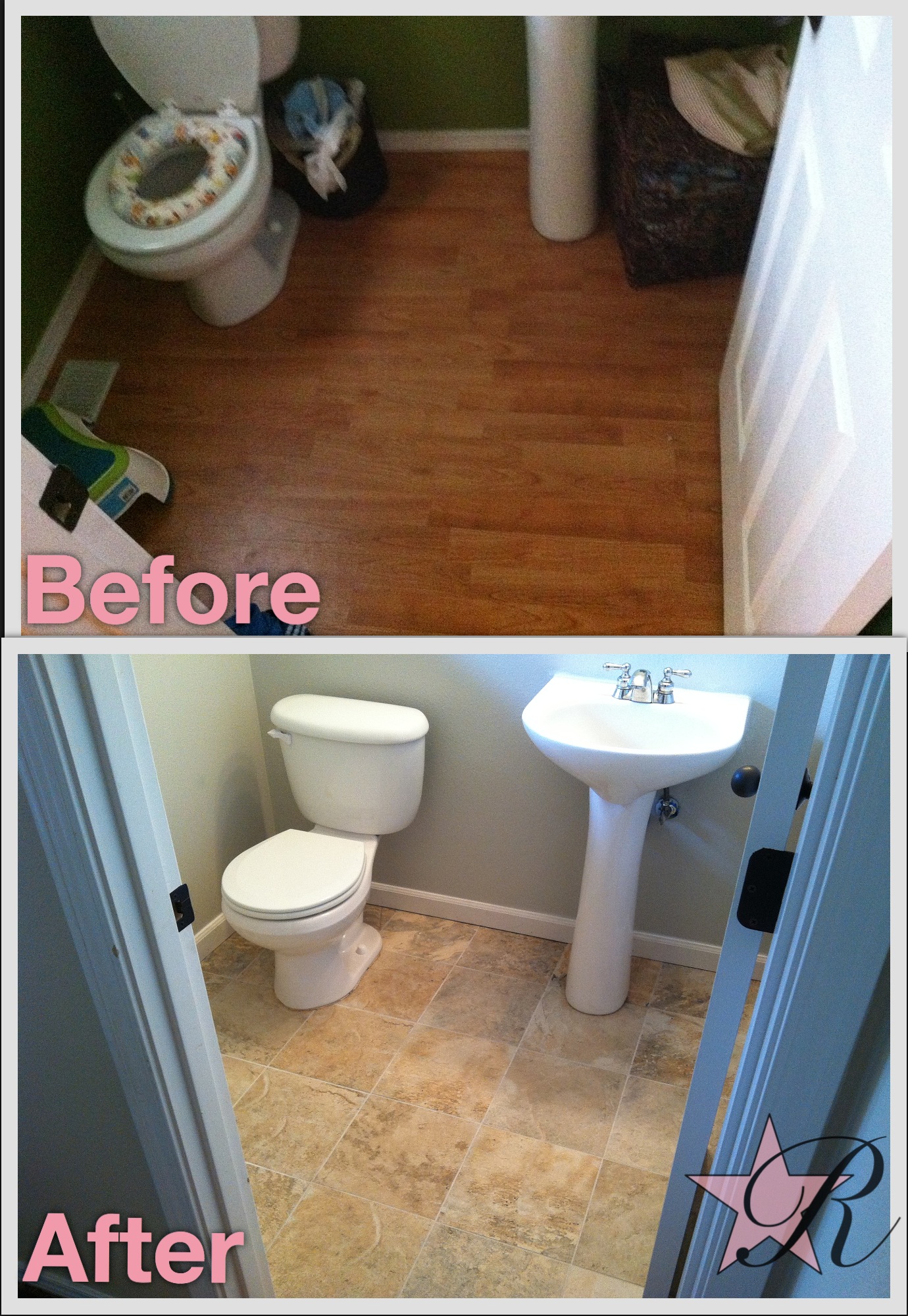 Rockstar Remodel installed a tile floor in this bathroom.