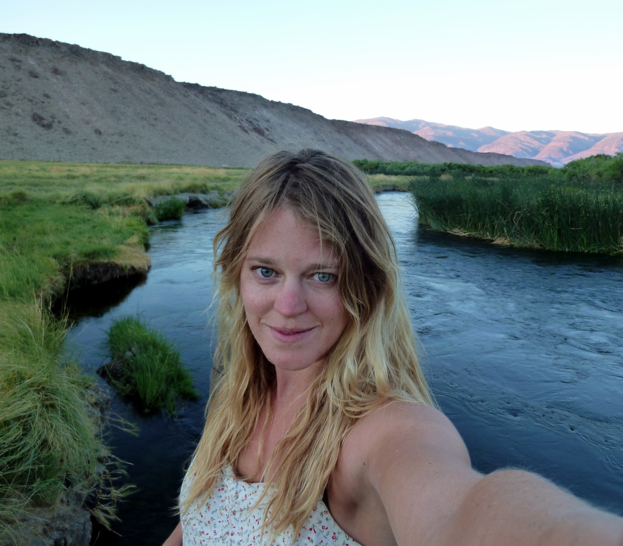 Abigail Sholl, founder of Av Elva Sol. In my favorite place, Owens River, Eastern Sierra, California.