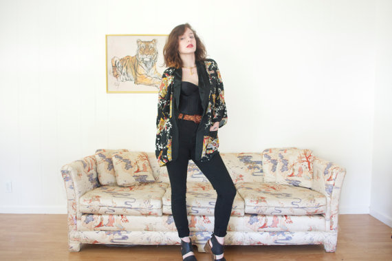 Sam modeling a beautiful kimono for sale on her Etsy site!
