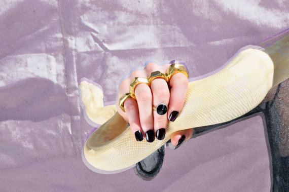 Photo by Sam of her chunky gold 4 finger ring! Available on her website!