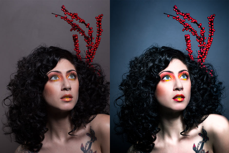 Before-and-after, with hours of retouching in between