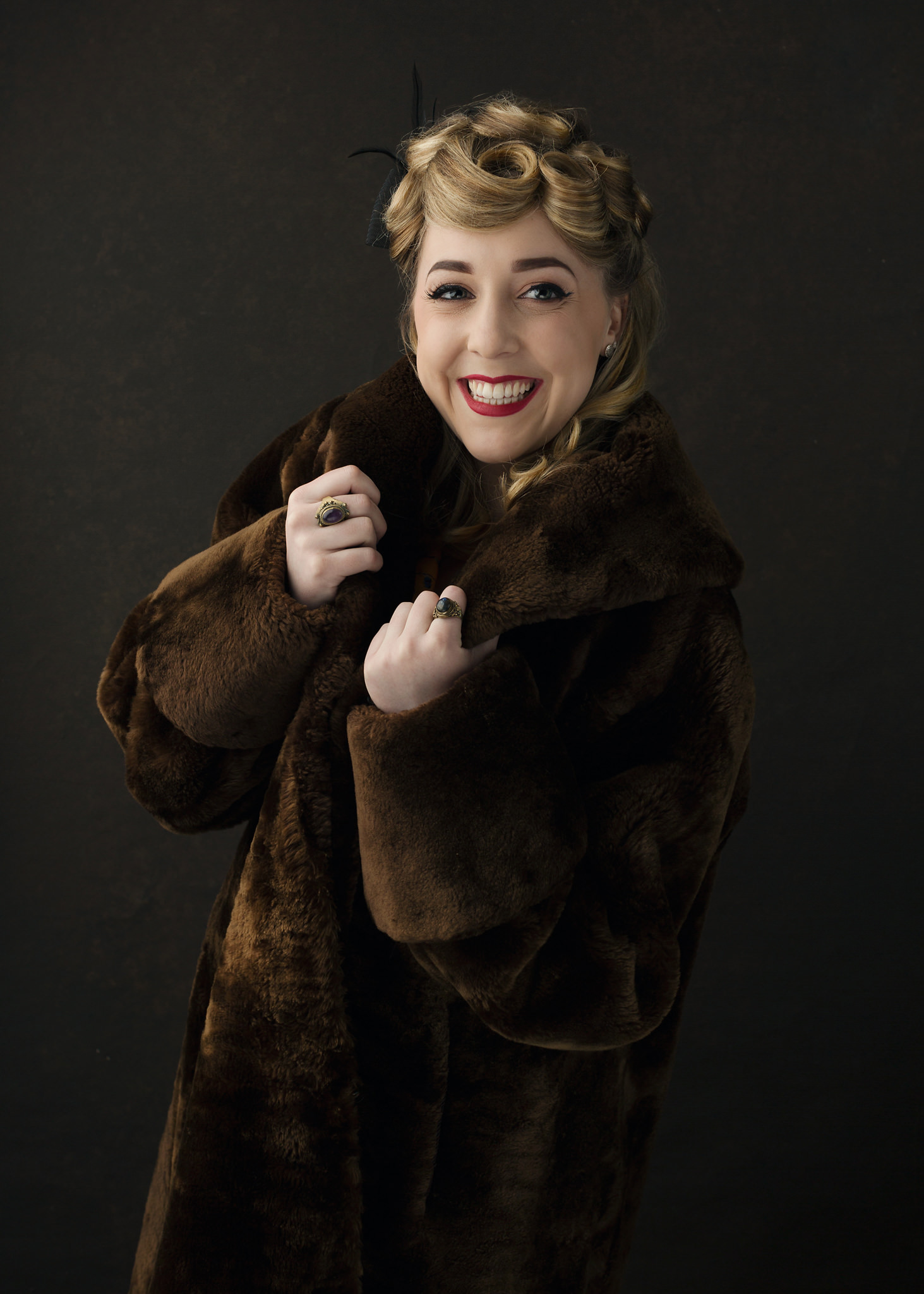 Vintage fur coat model photography