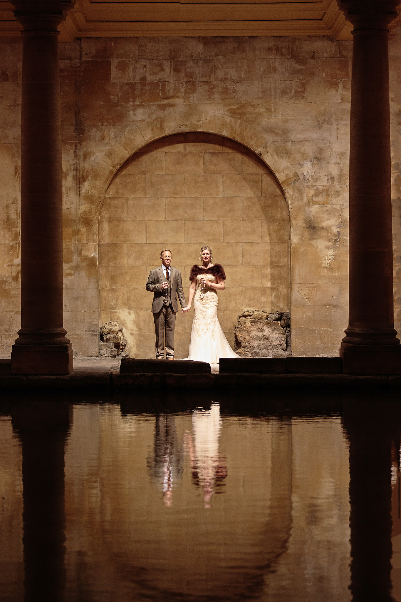 Wedding photography at the Roman Baths in Bath