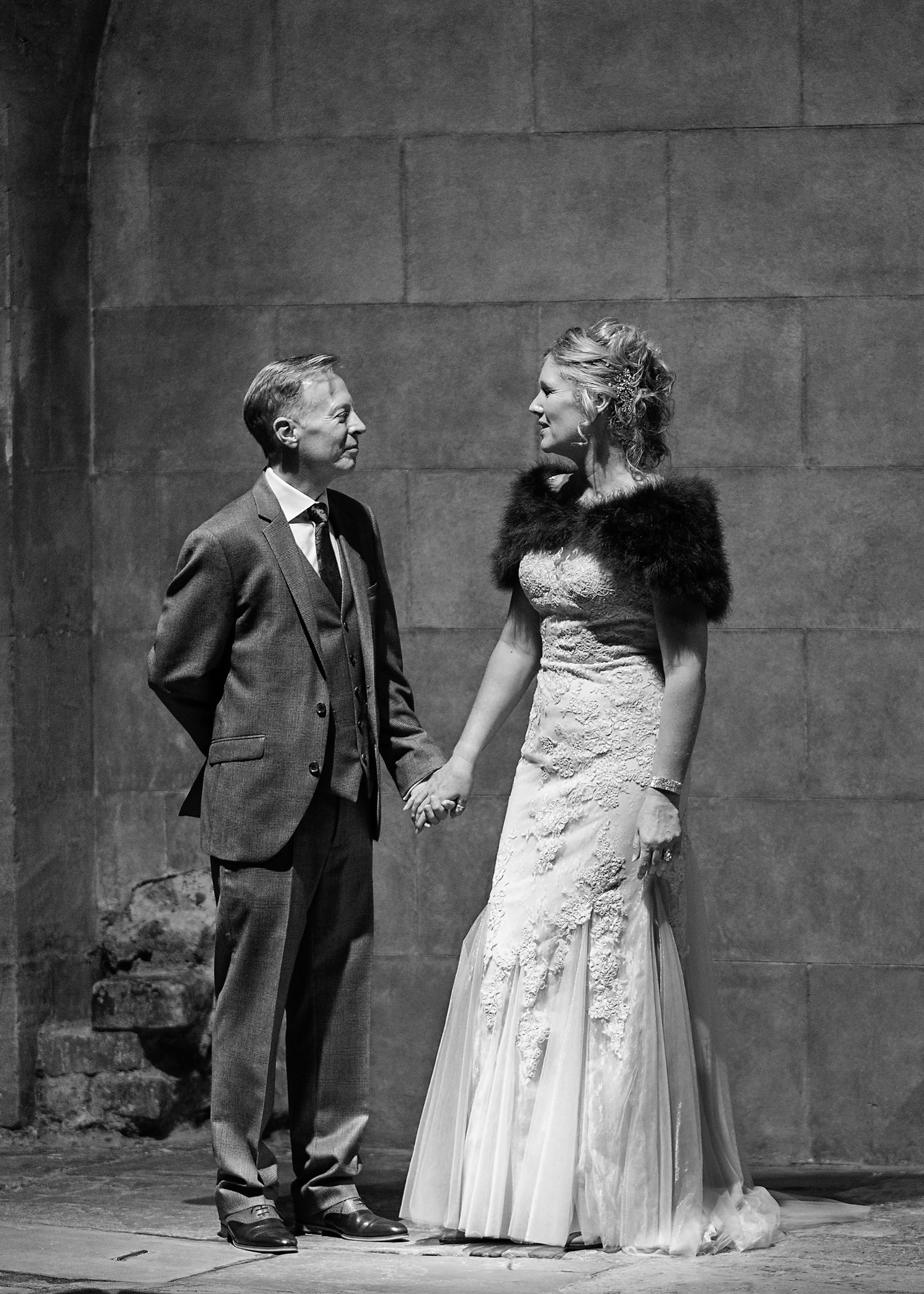 Bride and groom at the Roman Baths