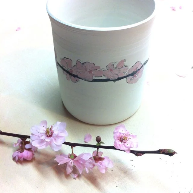 plum blossom sketch on porcelain tumbler