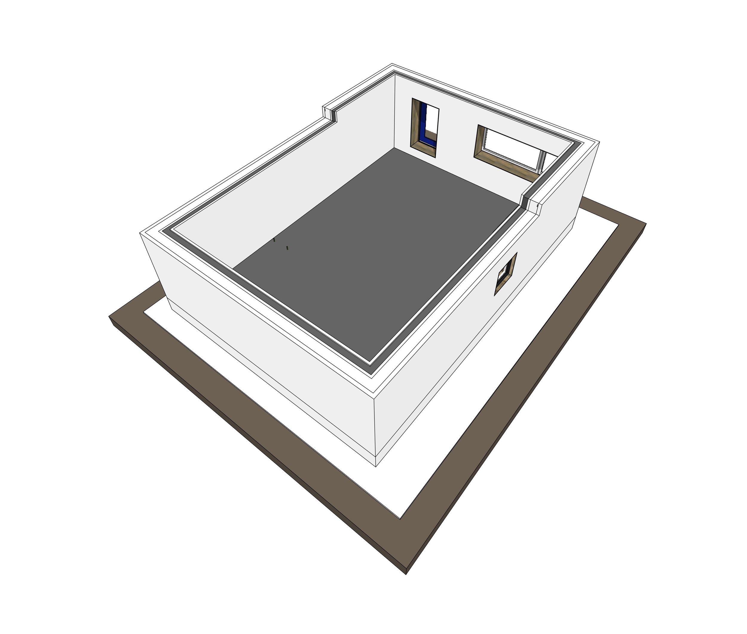 Slab and foundation/basement walls with insulation and frost skirt