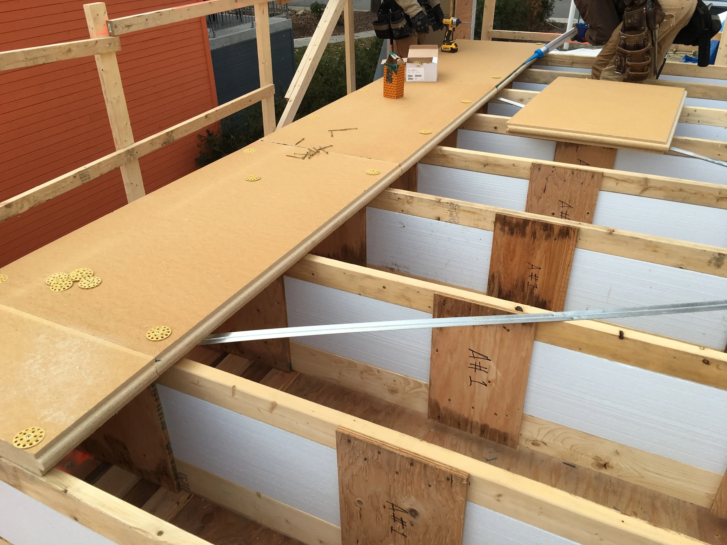 One of our wall sections being assembled and ready for lifting!