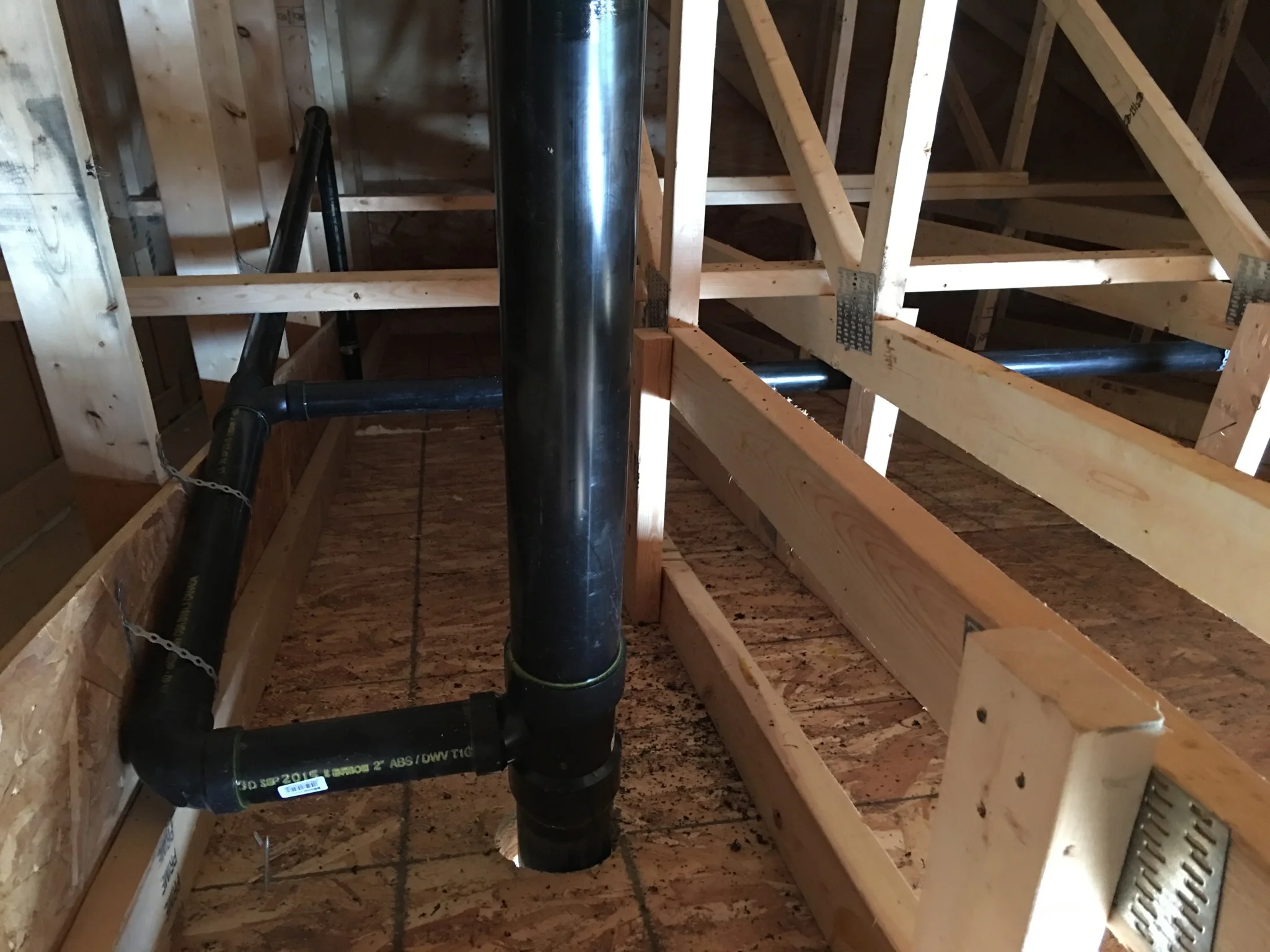 Plumbing vents through the roof (pre-insulation)