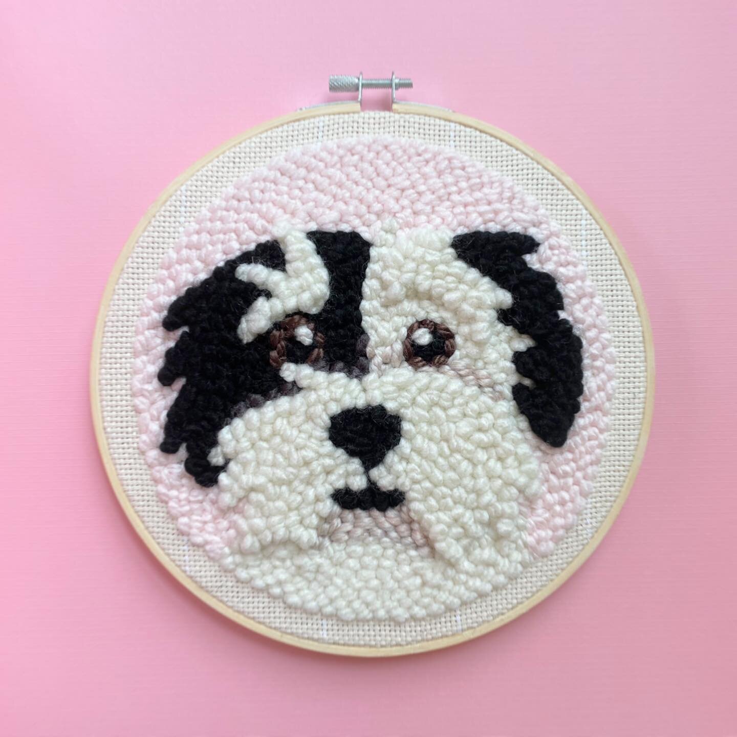 Makes me so happy to supply y&rsquo;all with the perfect birthday gift for pet parents 💗🐶 photo of my model in stories/highlights! #pickofthepunch #punchneedle #punchneedleart #punchneedleembroidery #punchneedlegang #petportrait #custompetportrait