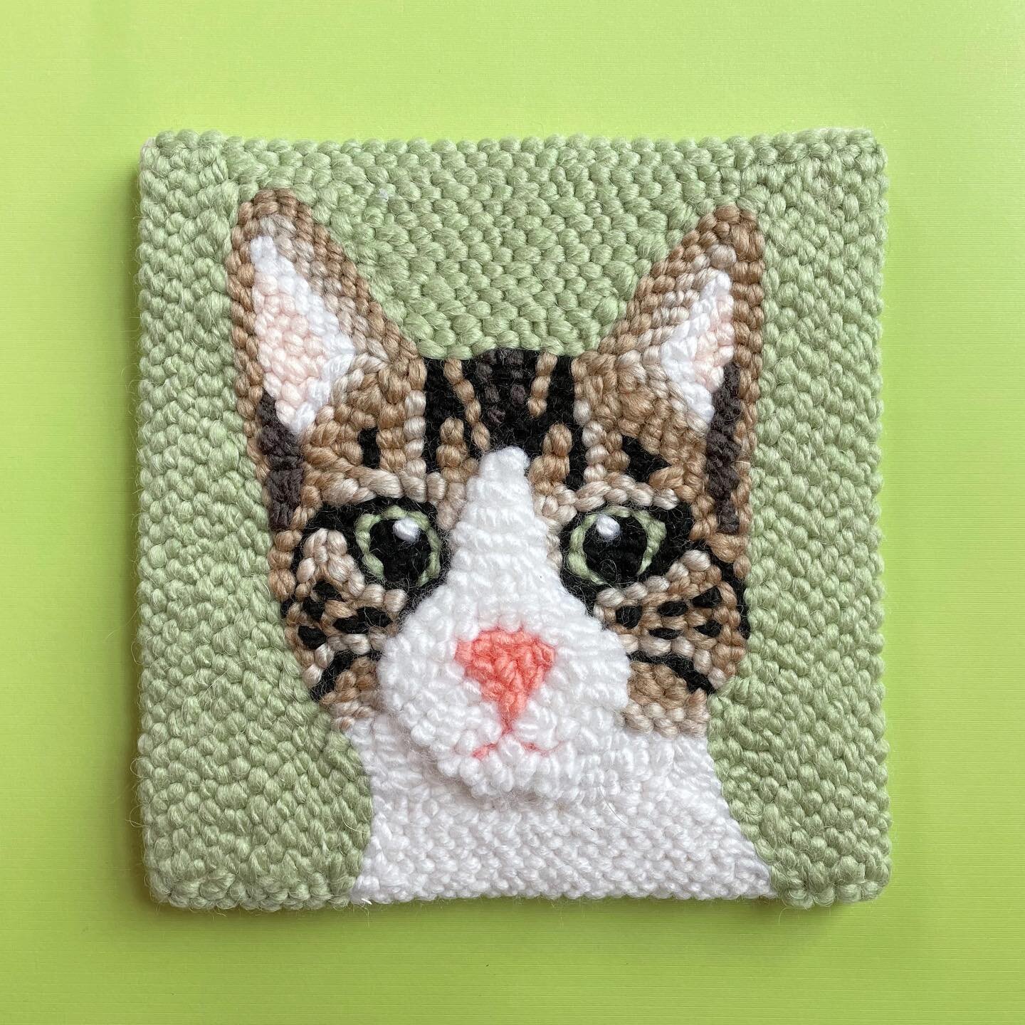 Cutie kitty sibling of the last post! 💗 see my stories/highlights for my feline model #pickofthepunch #punchneedle #punchneedleart #punchneedlegang #punchneedleembroidery