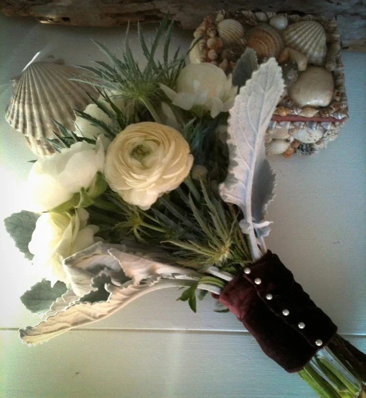 Wedding Party Bouquet White Ranunculus