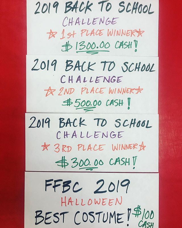 ⭐️ Challenge Winners Announced Today ⭐️ 3rd Place takes $300 💵, 2nd Place takes $500 💵 and 1st Place takes $1300 💵! We can&rsquo;t wait to reveal the Results.  We are even rewarding $100 to the Winner of Best Costume (movie character theme) from o