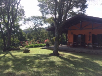 The exterior view of a guest room
