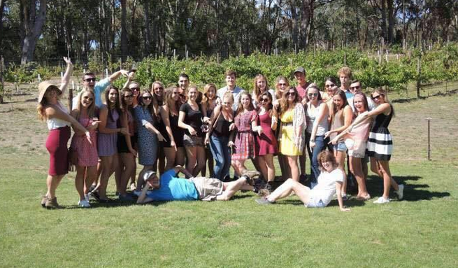 The Cal Poly Australia 2015 crew with our wonderful professors, Tom Trice & Jacky Eshelby, posing at Deviation Road Winery.