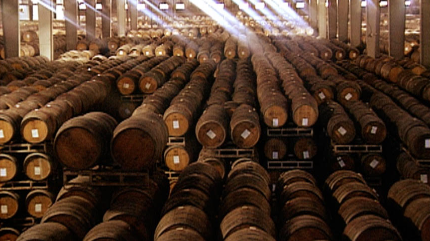 Sun-lit barrel room in California from “A merica’s Wine: The Legacy of Prohibition ,” Courtesy The Bancroft Library