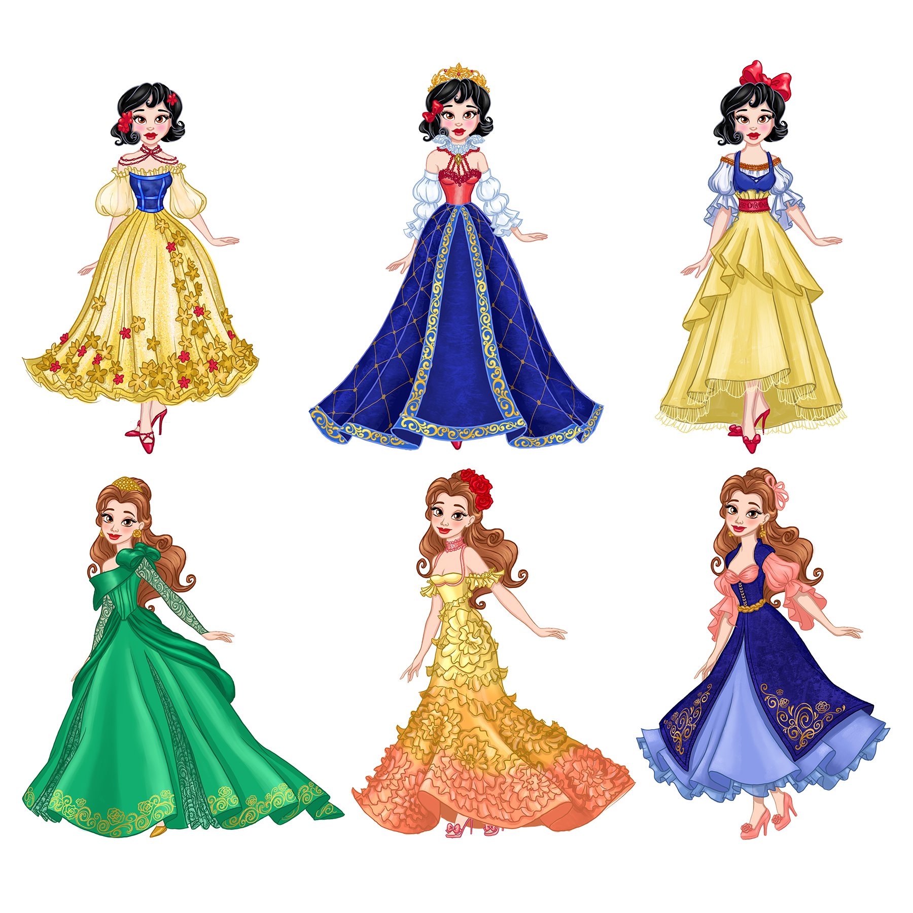Snow White and Belle Fashion Doll Concepts