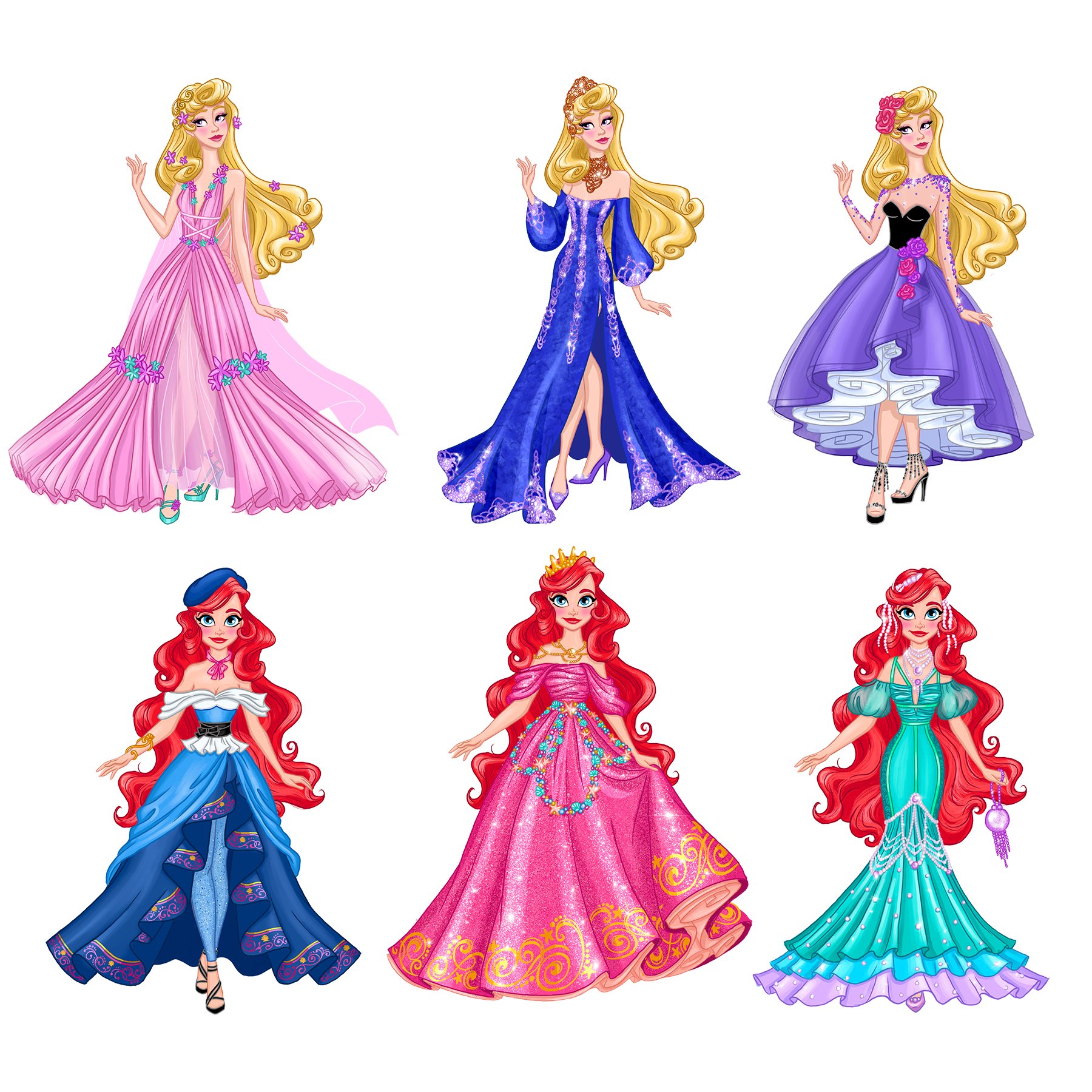 Aurora and Ariel Fashion Doll Concepts