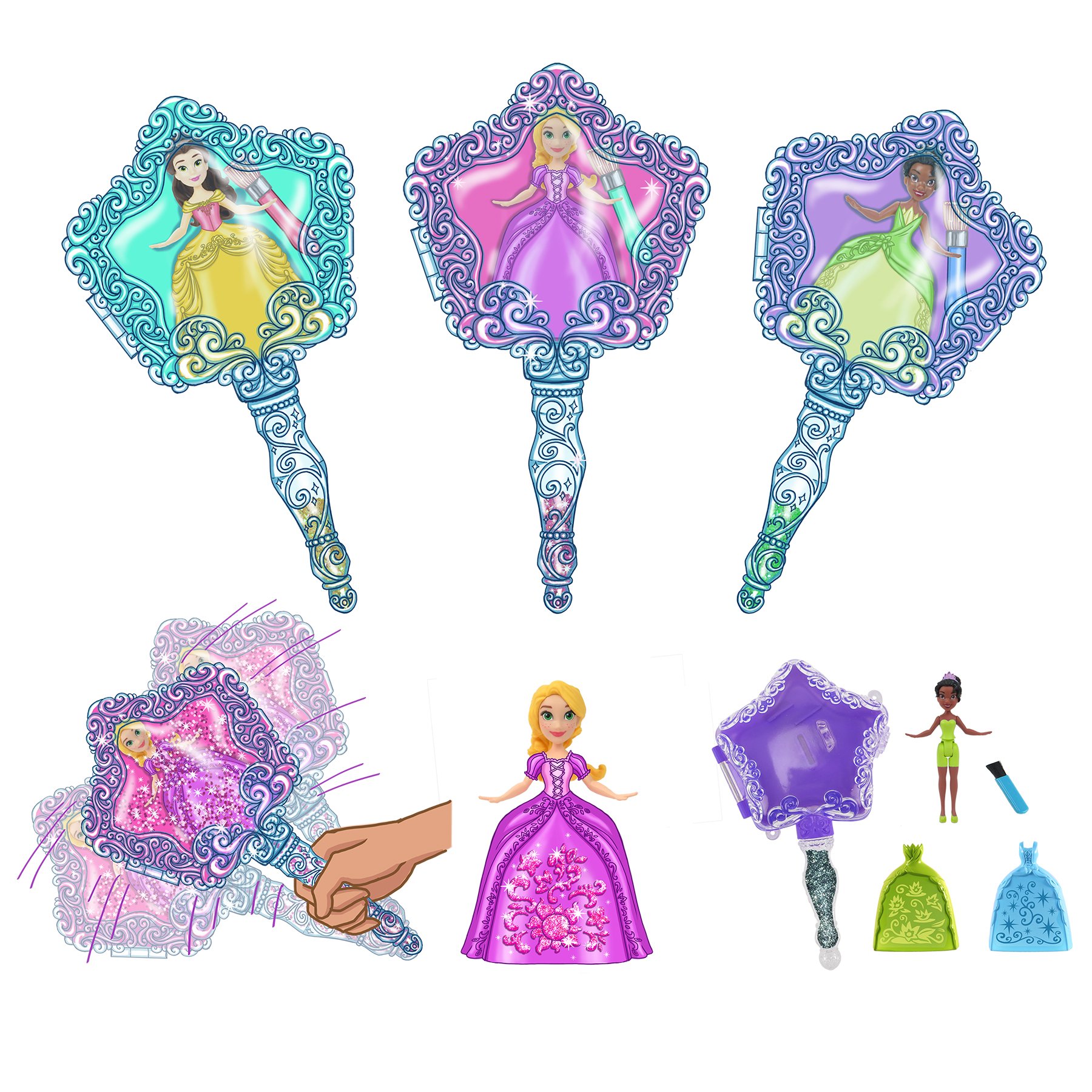Disney Princess Small Doll Glitter Wands