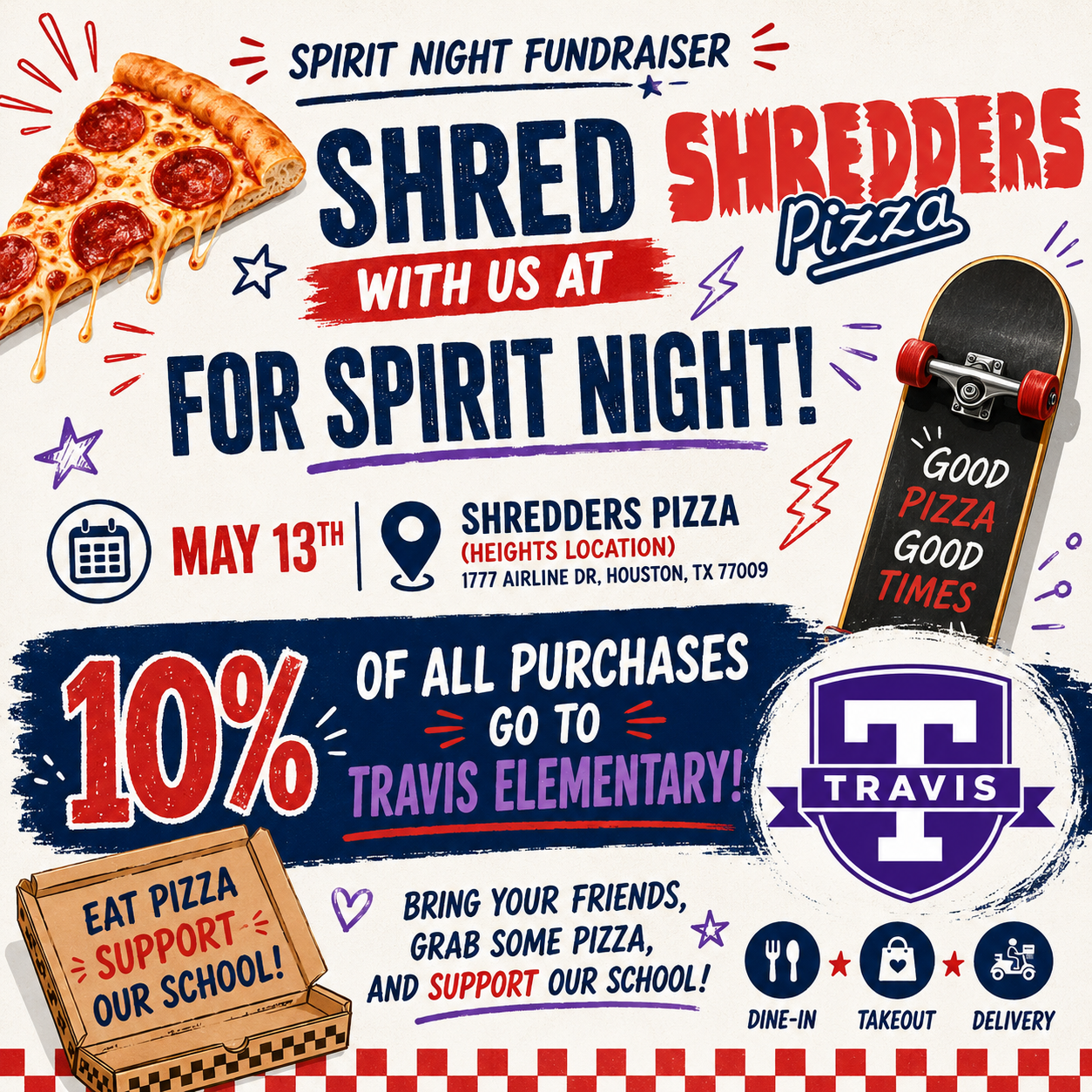 Travis Spirit Night: Shredders Pizza