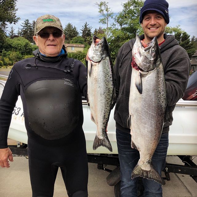 A fun day on the water with my dad and I finally caught a bigger fish then him! 🤣#fishing #chinooksalmon #chromer