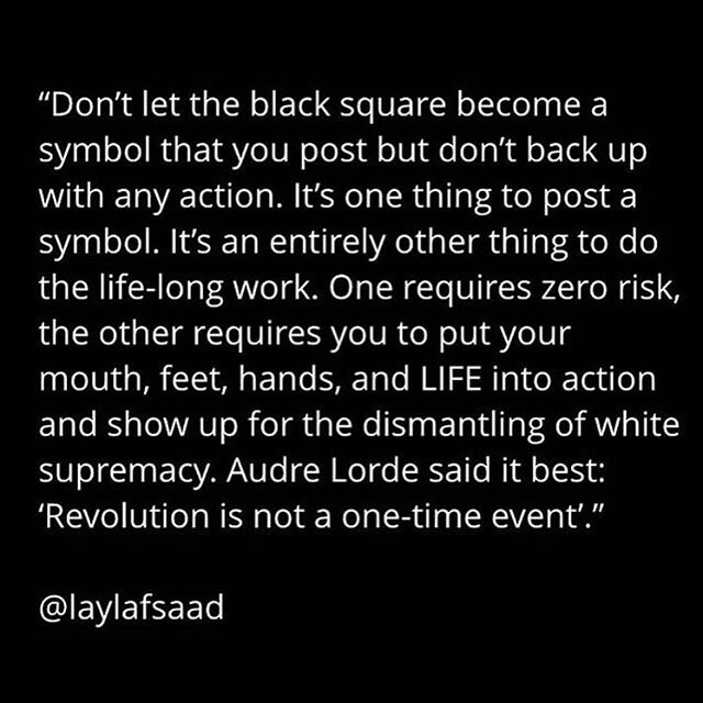 In solidarity. 🙌💕 Follow these people: @Laylafsaad @rachelcragle @skillinaction @mspackyetti @ohhappydani @kkellyyoga
@valariekaur
@sonyareneetaylor

#blackouttuesday