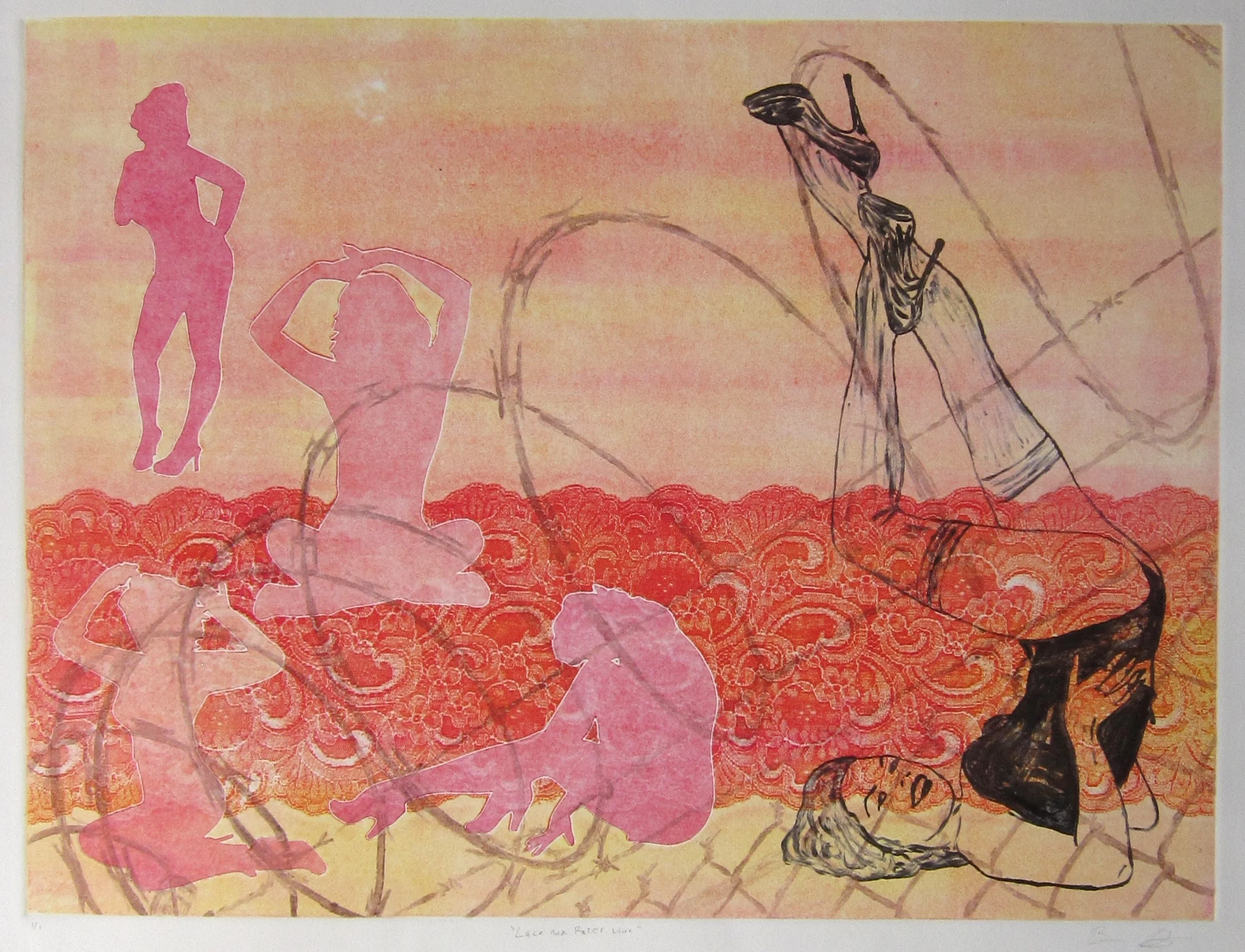 Lace and Razor Wire – 2011, ink on paper, 22x30" image, monotype